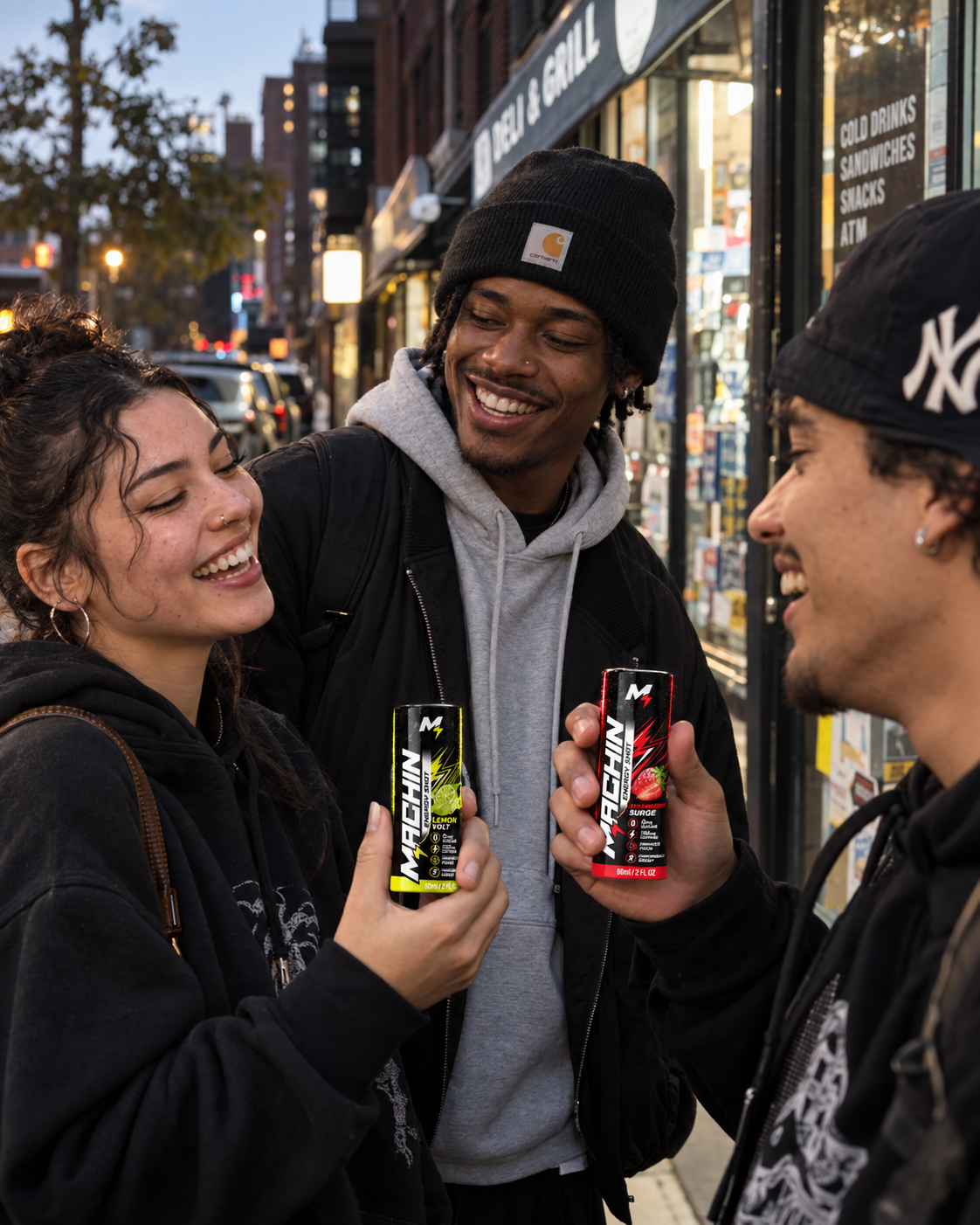 Friends carrying Machin Energy through the city